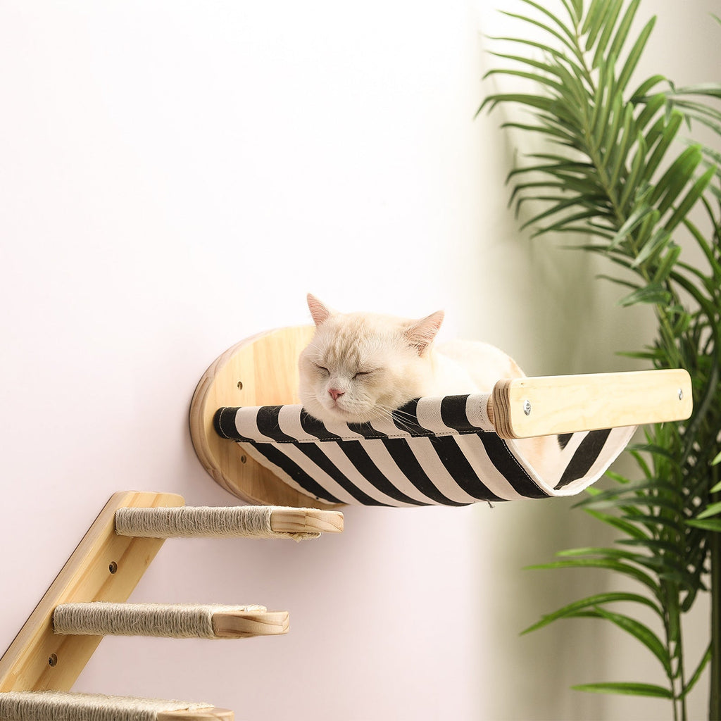 Cat Activity Center with Solid Wood Sisal Scratching Posts and Hammock